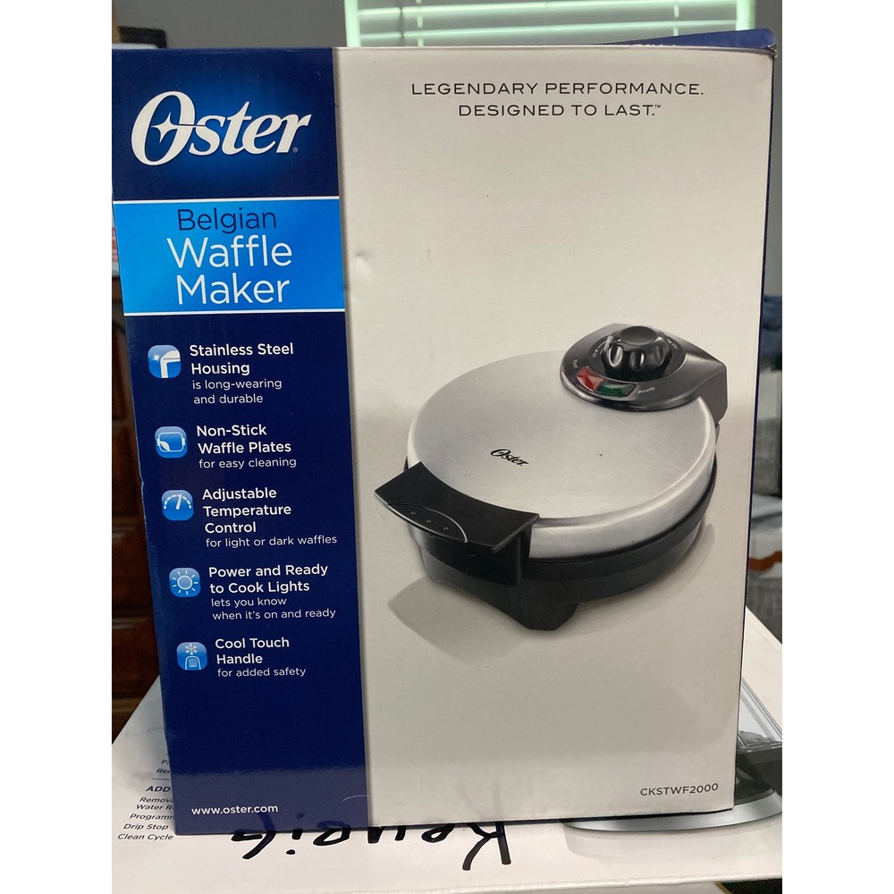 Oster Belgian Waffle Maker Stainless Steel Adjustable Temp CKSTWF2000 New